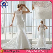 New Fashion Short Sleeve Mermaid Fishtail Kellybridal Dress Lace Plus Size Vestidos de casamento